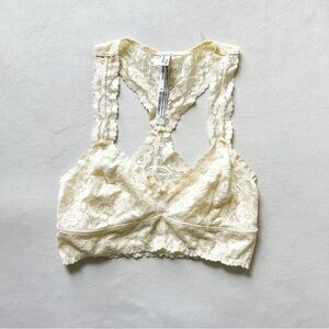 Free People Cream Lace Racerback Bralette - Small